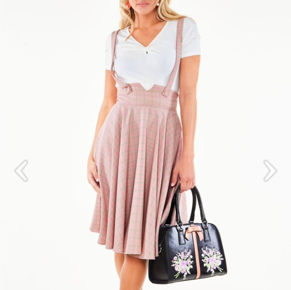 Plaid Suspender Skirt
